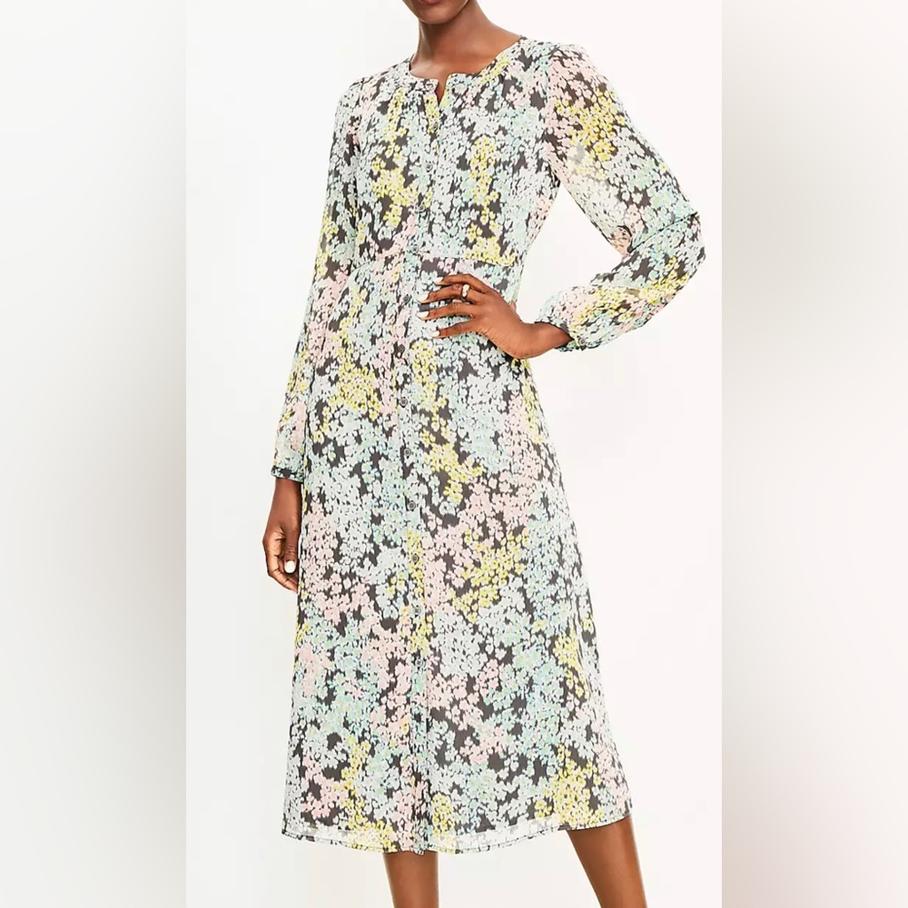 Ann Taylor Loft 12P garden midi dress. NWOT
